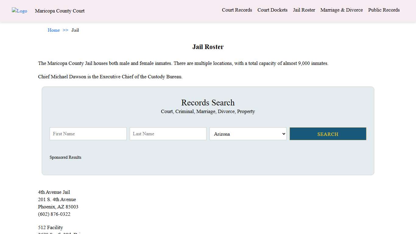 Jail Roster | Maricopa County Court
