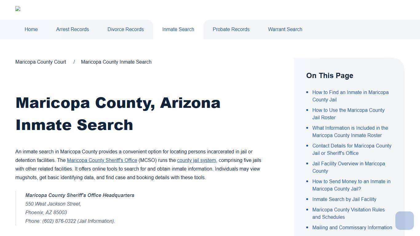 Maricopa County Inmate Search | Maricopa County Court